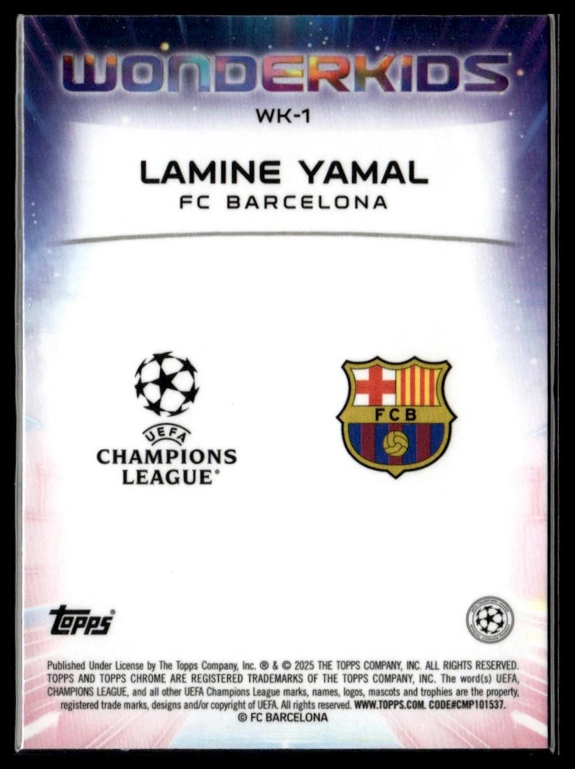 2024-25 Topps Chrome Sapphire Edition #WK-1 Lamine Yamal Wonderkids view 2