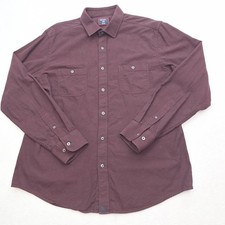 UNTUCKit Hemsworth Shirt Mens Large Burgundy Flannel Button Down Regular Fit