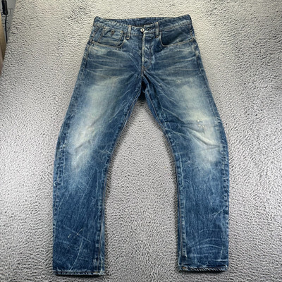 G-Star Raw Type C 3D Jeans Mens 32x30 Blue Cotton Denim Tapered Button Fly Faded