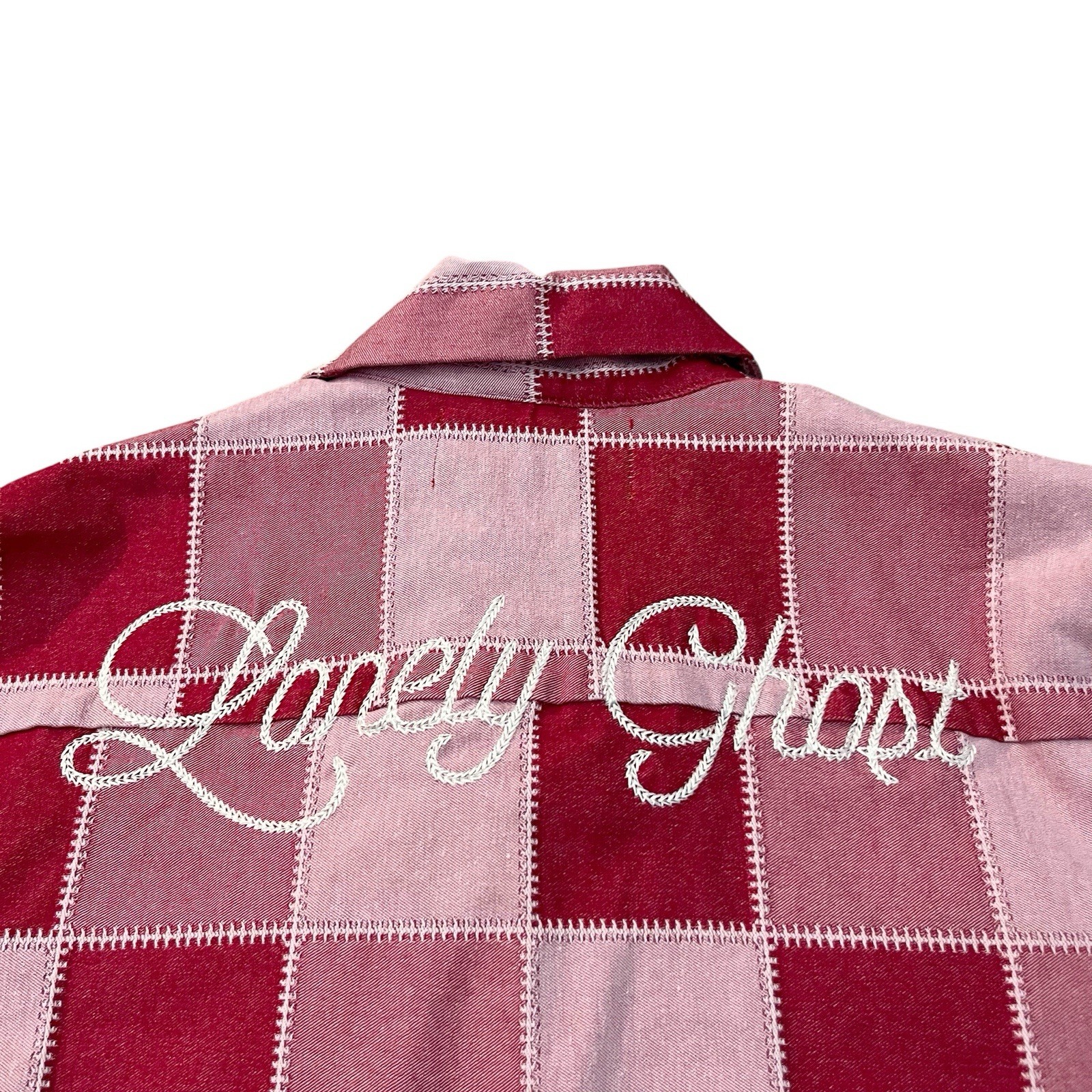 Lonely Ghost Patchwork Bowling Shirt Small Button… - image 6