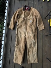 Vtg Late 1980s Carhartt Duck Coveralls Made In USA Union Made Size 44S