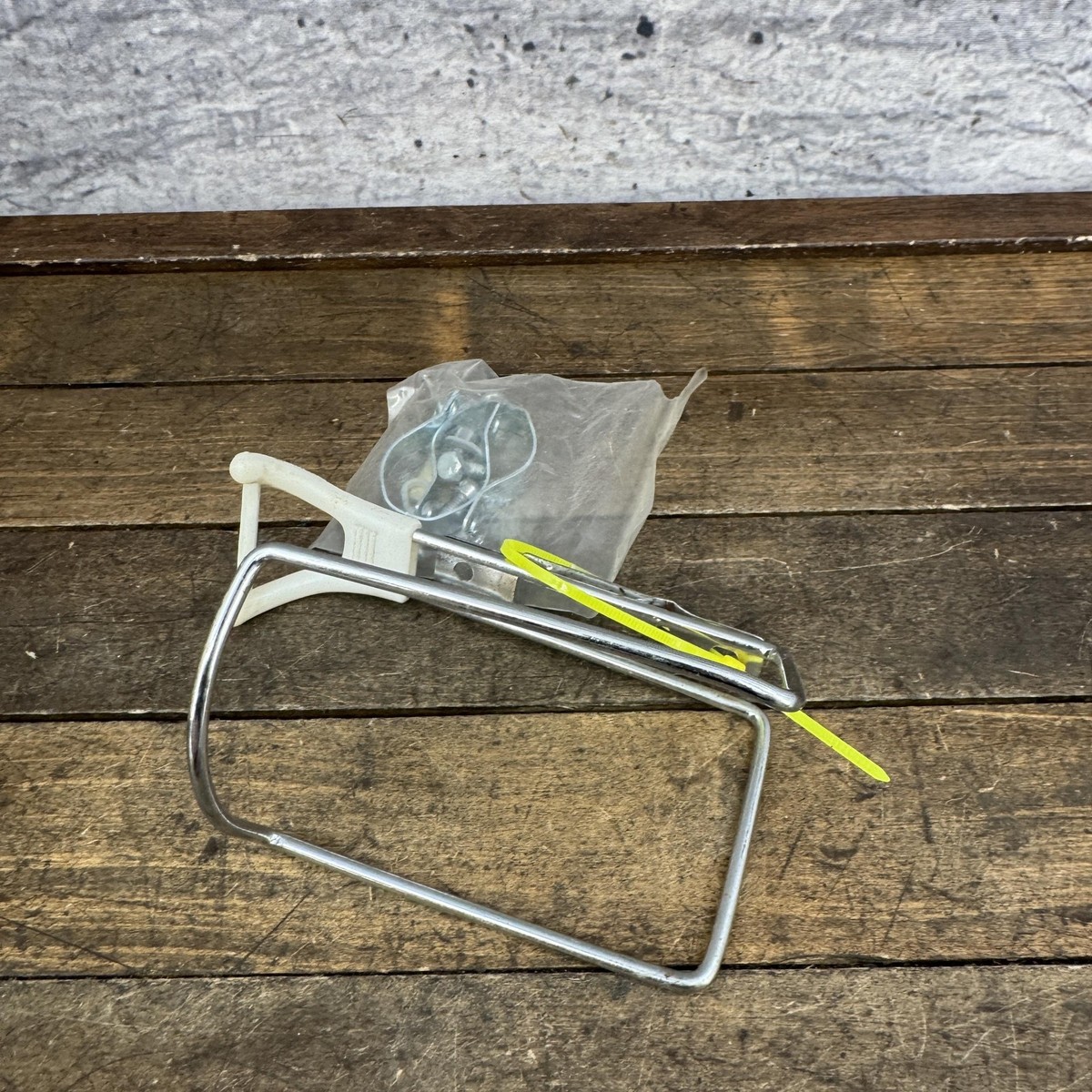 Vintage Steel Bicycle Water Bottle Cage Silver Metal Clamp-On