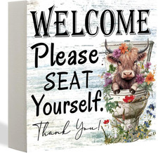 Funny Highland Cow Bathroom Rustic Farmhouse Western Cow Christmas Decorative fo