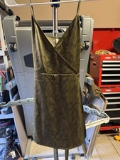 Urban outfitters olive green snakeskin print tie back v-neck mini dress - XS