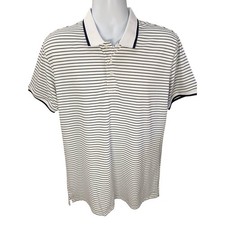 G/Fore G4 Golf Shirt Polo Medium White Striped Nylon Polyester Spandex MSRP 120