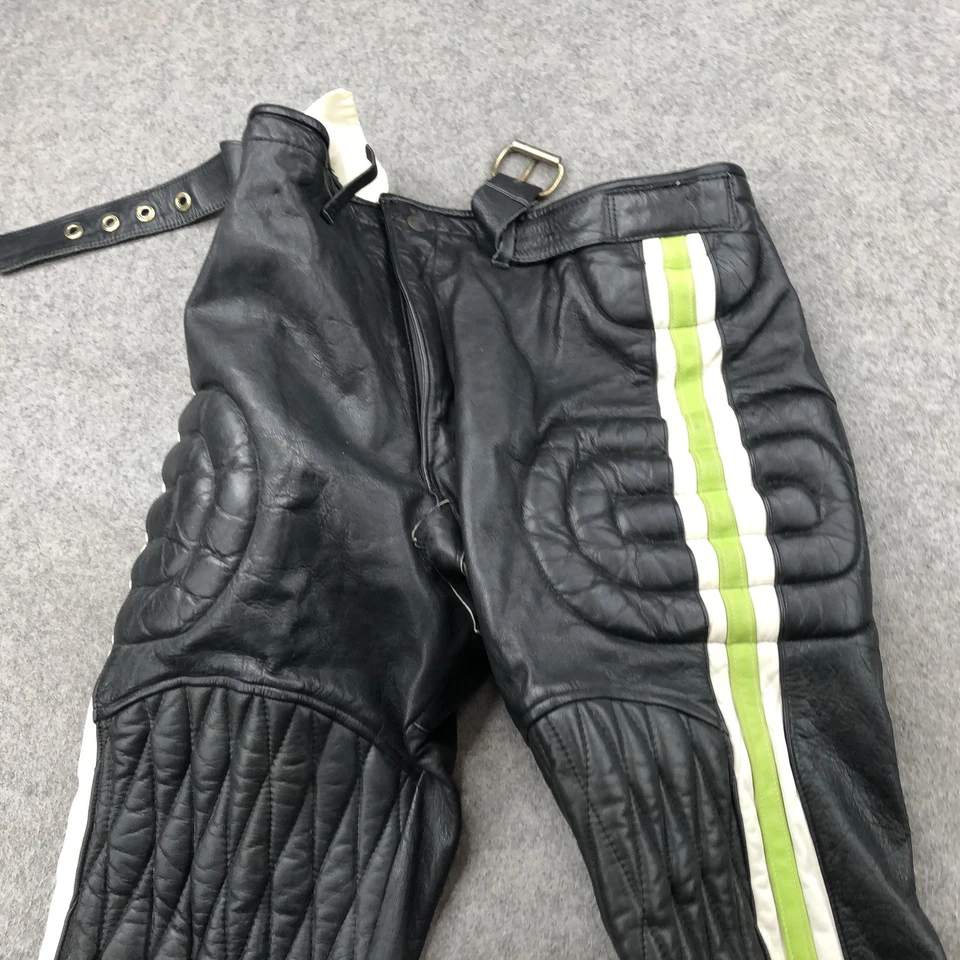Pantalones de cuero Kawasaki vintage para carreras de motocicletas para hombre 36 negros acolchados acolchados Foto 4 de 4