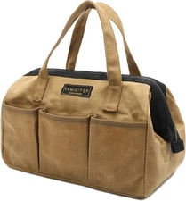 Waxed Canvas Tool Bag 16oz – Heavy Duty Zipper, Multi-Pocket Storage Organizer