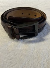 Mezlan Spain 38 Mens Leather Dress Belt Dark Brown Belt Gunmetal Tone Buckle