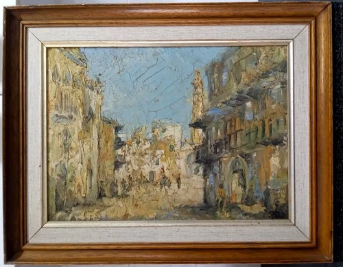 DOV KALMAN AUSTRIAN HUNGARIAN ISRAELI ARTIST OIL PAINTING JERUSALEM Cardboard