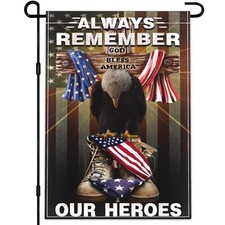 Memorial Day Garden Flag 12x18 Inch Always Remember Our Heroes Garden Flag 4th