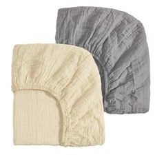 Muslin Mini Crib Sheets, 2 Pack Cotton Pack N Play Sheets for Boys Girls Neut...