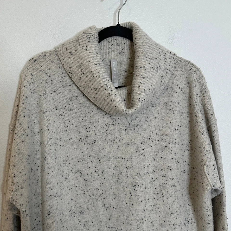 Suéter Athleta Lana Cachemira Capucha Cuello Talla XL Gris Donegal Túnica De Gran Tamaño Foto 4 de 4