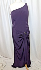 John Charles Evening Gown Dress Maxi Purple Grecian One Shoulder UK16 C5098