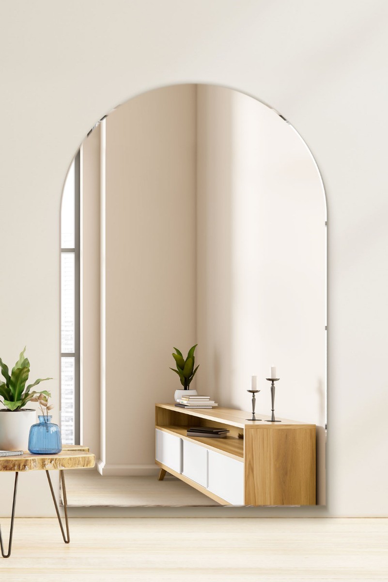 The Arcus New Extra Large Frameless Arched Mirror - 74"" X 47"" 190 x 120cm