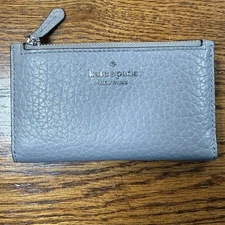 AUTHENTIC KATE SPADE GREY PEBBLE SMALL WALLET Slim Card Case