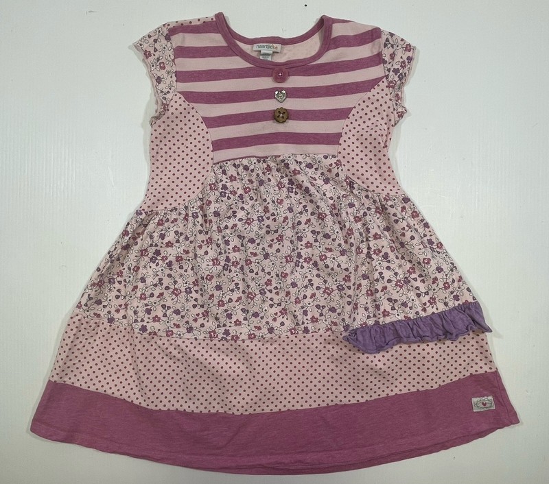 Naartjie Kids Girls Youth Pink 100% Cotton Short Sleeve One Length Dress 9
