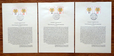 3 x Berlin First Day Sheet No. 29 c+d+e ETB Stamp No. 174-175
