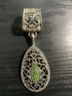Vintage Silver Tone Scarf Pendant W/Gems 3.5 — photo 1