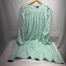 Ann Taylor Mint Green Speckled Print Midi Dress Long Sleeve Button Keyhole