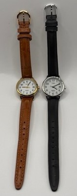 Timex T2J761, Women's Indigo Easy Reader, Brown & Black Leather Watch Pair NM+++