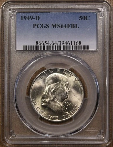 1949-D FRANKLIN HALF DOLLAR PCGS MS-64 FBL