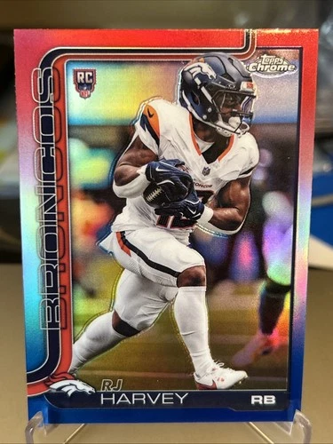 2025 Topps Chrome Football #330 RJ Harvey Red White Blue Refractor RC Rookie