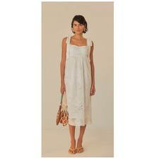 Farm Rio Eyelet Embroidered Midi Dress Size XS