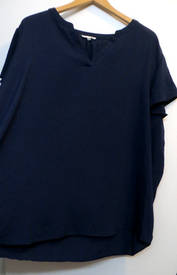 Maurices Shirt Womens 3X Blue Navy Blouse Pullover Short Sleeve Relaxed Light