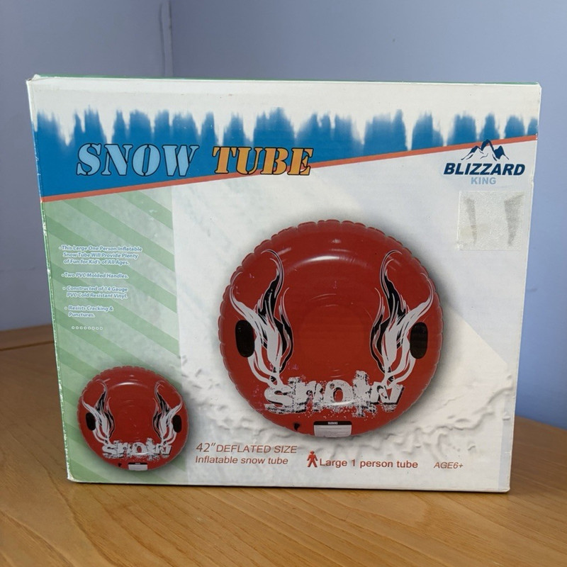 Blizzard King 42in Red Inflatable Snow Tube w/ Handles Heavy-Duty Vinyl