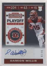 2019 Panini Contenders Rookie Playoff Ticket 82/99 Damion Willis #166 Auto 7m3