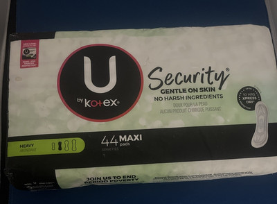 U by Kotex gentle on skin Maxi  Pads, Heavy Absorbency up to 10 hrs  44 counts