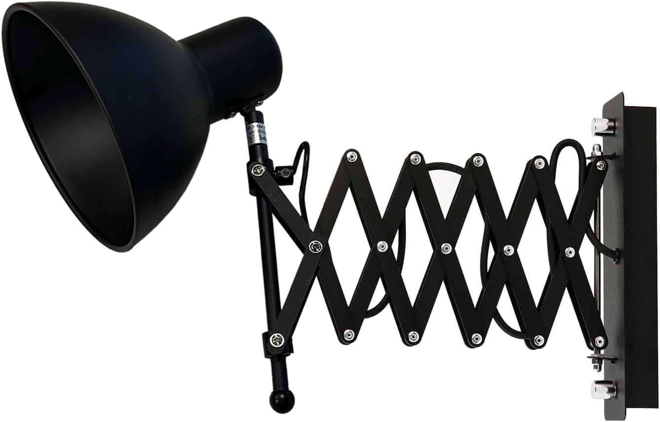 Lampada Muro Industriale Nera E27 24cm Regolabile Design Ufficio