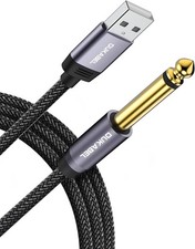 DUKABEL USB Guitar Cable, USB-A to 1/4 TS Cord for Recording, Gray