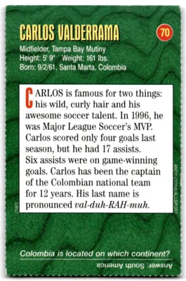 1997 Sports Illustrated for Kids MLS Stars Carlos Valderrama #70