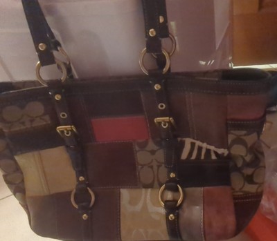 Coach Holiday Patchwork Signature Leather Purse /Shoulder Tote  