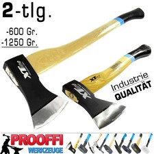 2 x Profi Holzbeil Holz Axt Forst Beil Holz Spalten Eschen Stiel 600 + 1250 Gr.