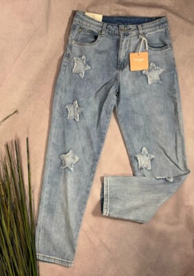 Women's jeans WIYA 879 boyfriend high waist stretch pants stars S 36 38