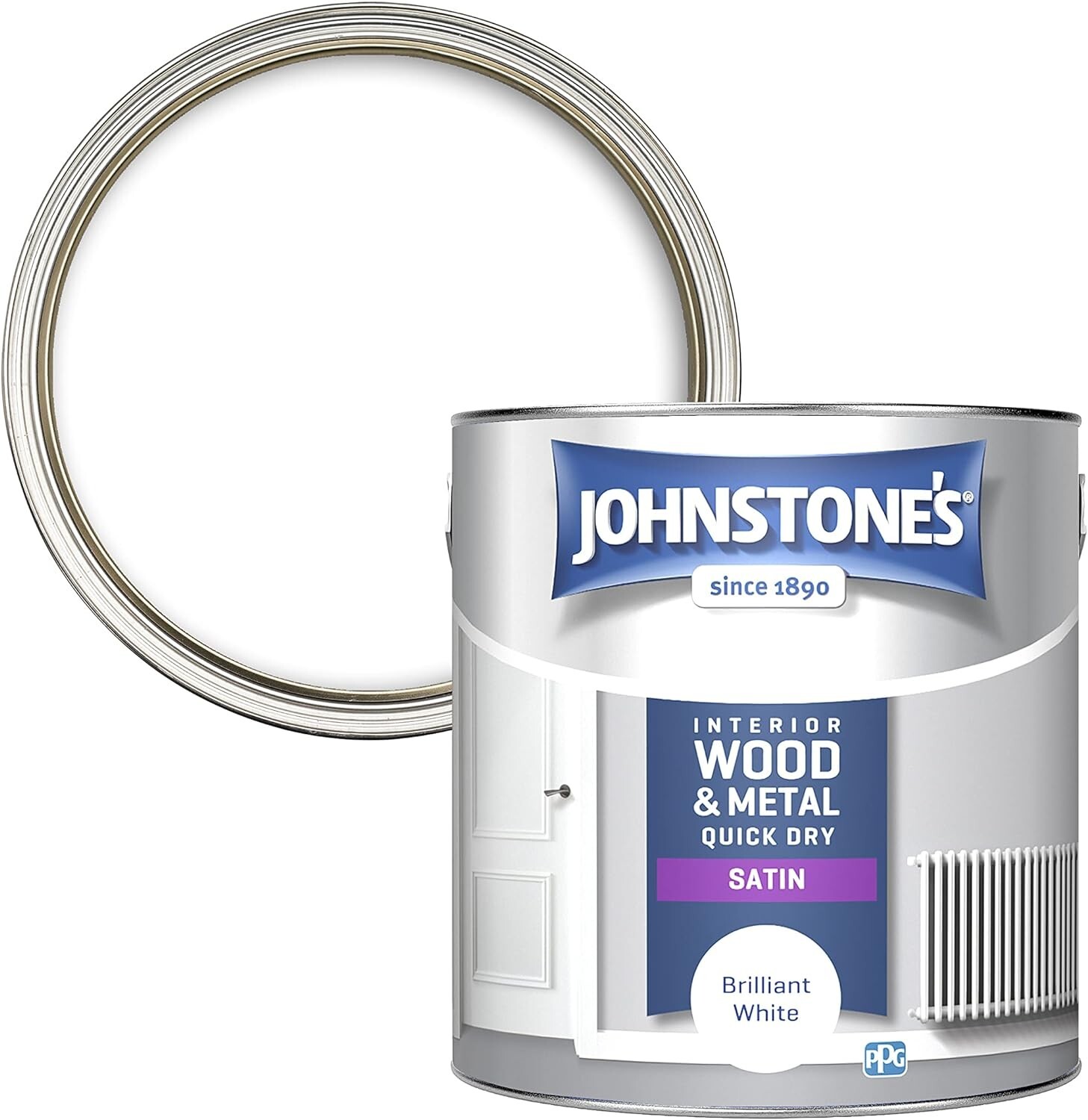 Johnstone's Quick Dry Satin Pure Brilliant White Interior Wood Metal