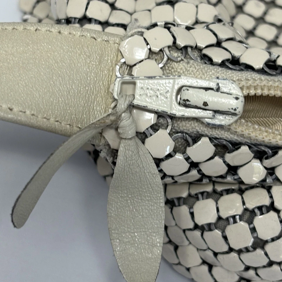 Cartera de mano de malla metálica marfil Whiting & Davis genuina vintage retro años 80’s Foto 4 de 4