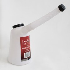 1 Litre Polyethylene Plastic Oil Fuel Measuring Jug with flexible spout & lid