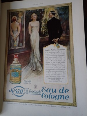 MOVADO + WATER DE COLOGNE Uhr Nr.4711 Reklame Papier ILLUSTRATION 1931 Kragen