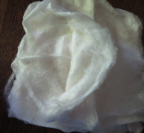 Undyed 100% Silk Mawata Organic Mulberry Silk Hankies Natural White 1 oz - Image 3 of 4