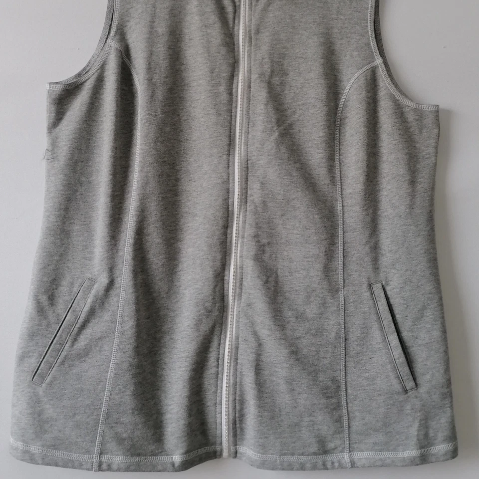Quacker Factory Women's Gray Sleeveless Mock Neck Full Zip Vest Jacket Size L - Image 3 of 4