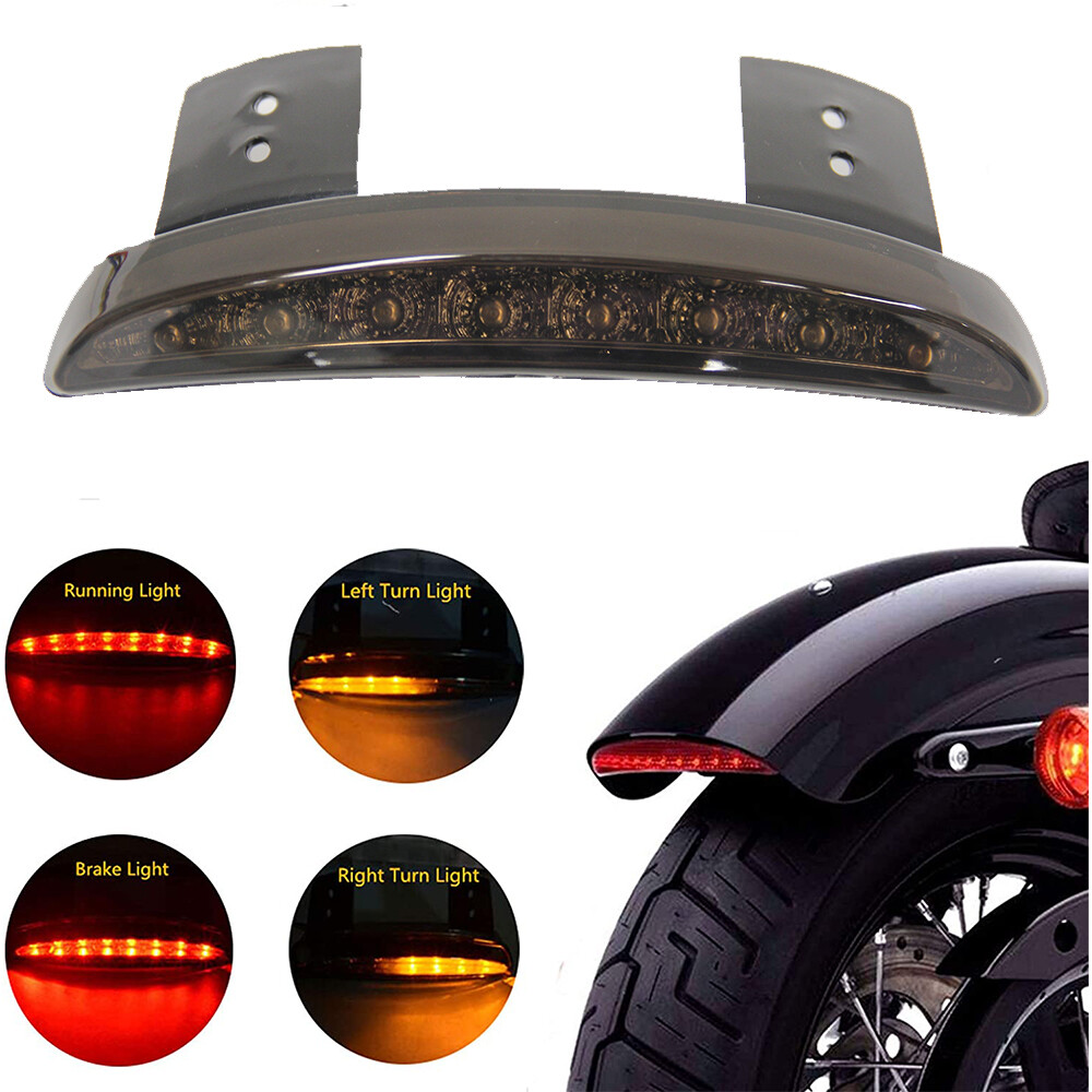 Smoke Black Motorcycle LED Fender Brake Tail Light For Harley