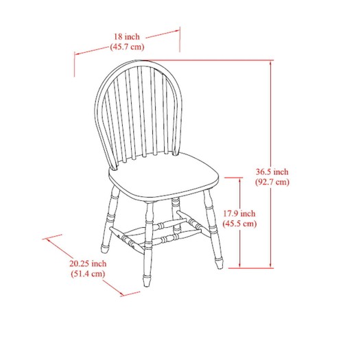 Autumn Lane Windsor Solid Wood Kitchen Dining Chairs White and Oak (Set of 2) - Picture 4 of 8