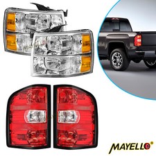 Set4 Headlights Amber Reflectortaillights For 07-13 Chevy Silverado 1500 2500