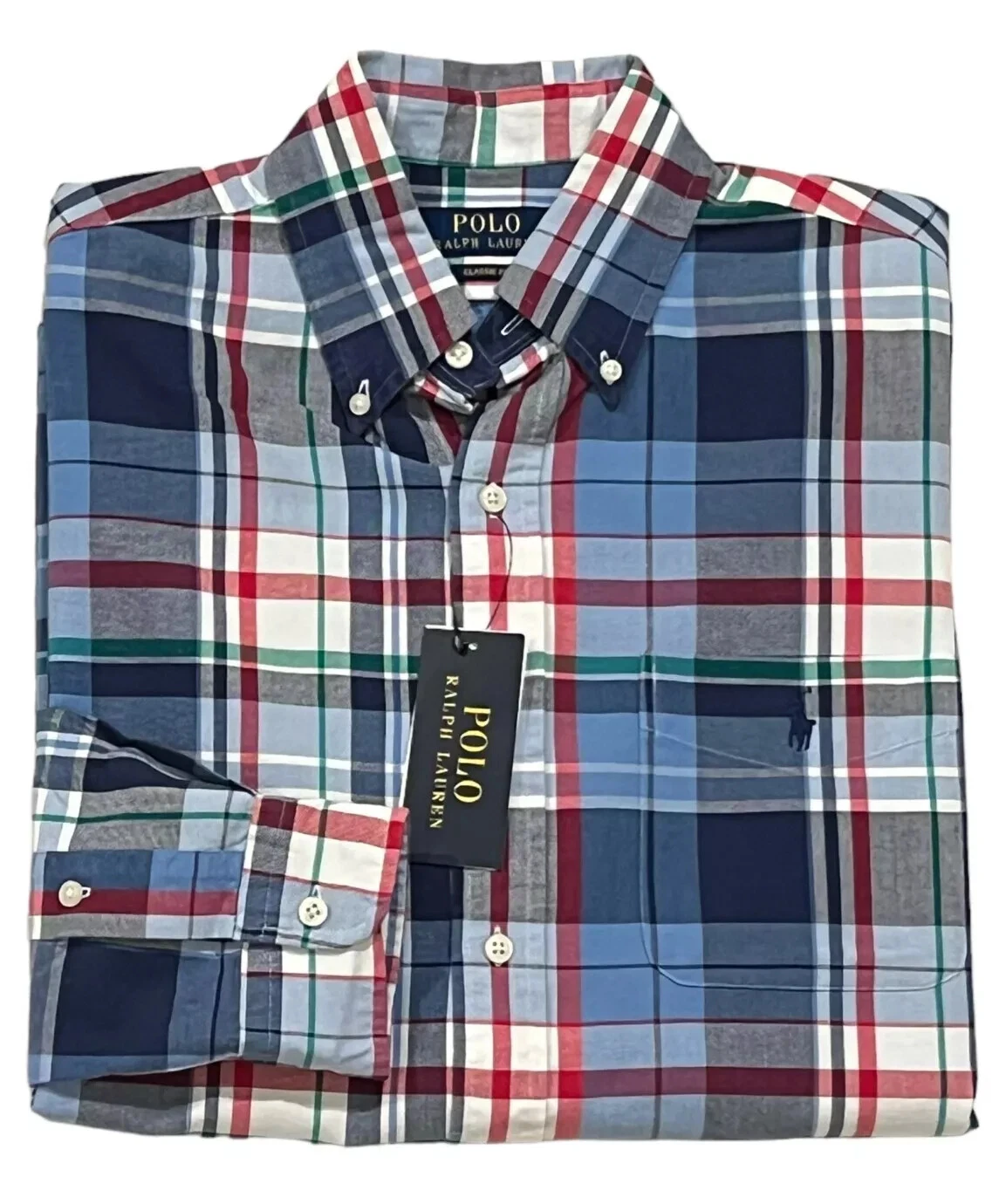 $125 Polo Ralph Lauren Pony Classic Fit Long Sleeve Tartan Plaid Oxford Shirt S
