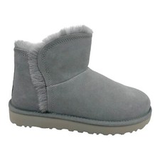 UGG CLASSIC MINI FLUFF HIGH-LOW GREY SUEDE SHEEPSKIN WOMEN'S BOOTS SIZE US 6