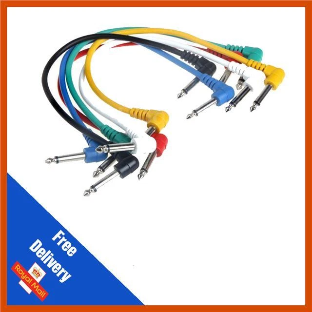 6x 90 Degree 30cm Guitar FX Pedal Effects Patch Cable Lead 1/4 Jack