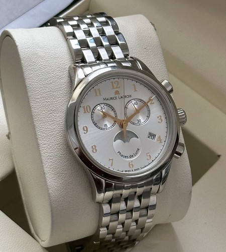Maurice Lacroix LC 1087 Swiss Made Silver Dial Moon-Phase Chronograph 38mm - Picture 6 of 11